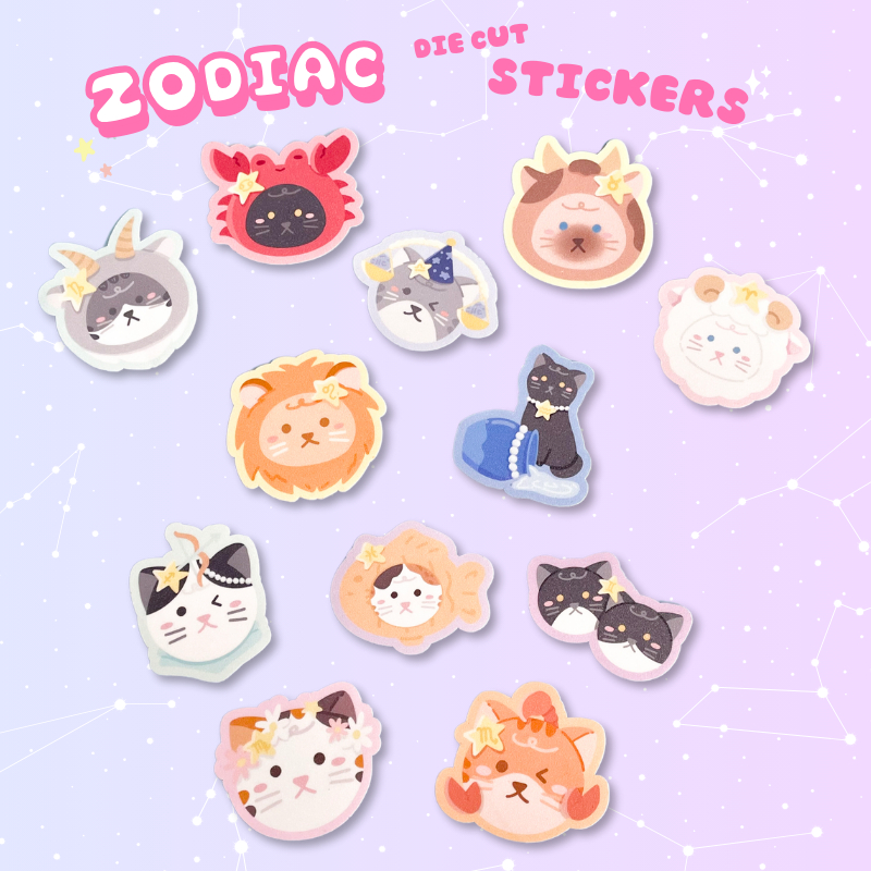 

Zodiac Cat Die Cut Sticker by Bibimcat