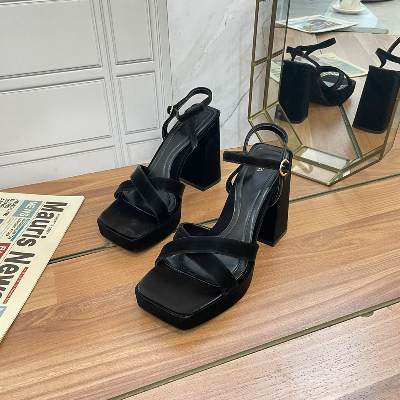 Chunky heels 11cm by Zara high quality fashion shoes sepatu wanita hak tinggi kantor kerja casual da