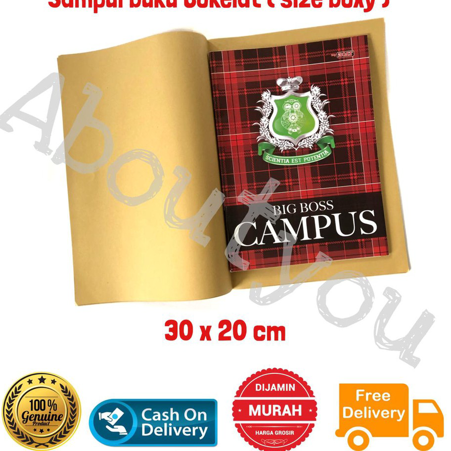

Ready Sampul Buku Coklat BOXY samson tebal POLOS gambar Label Nama 20 lembar