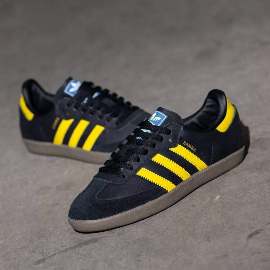 sepatu adidas samba original hitam garis kuning pria/wanita