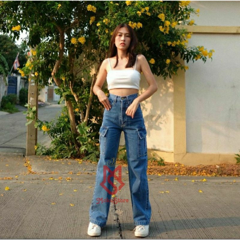 Celana Cargo cewek Highwaist, Celana Cargo cewek kekinian, Celana cargo Highwaist keren
