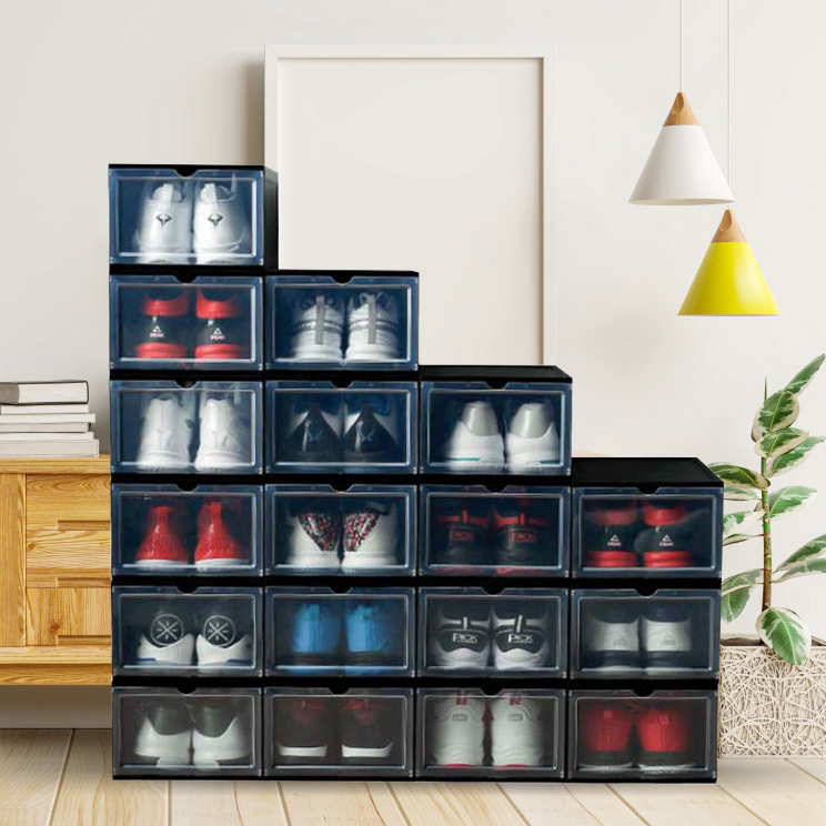 ➷➷✻✫ box Kotak Sepatu Tempat Sepatu Transparan Susun Model Laci Plastik Multifungsi