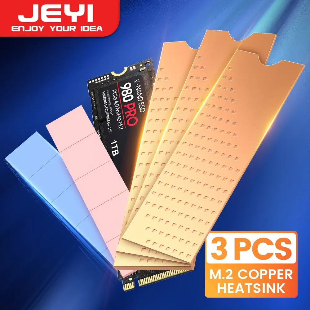 JEYI Copper M.2 SSD NVMe 2280 Heatsink Cooler Thermal Silicone Pad