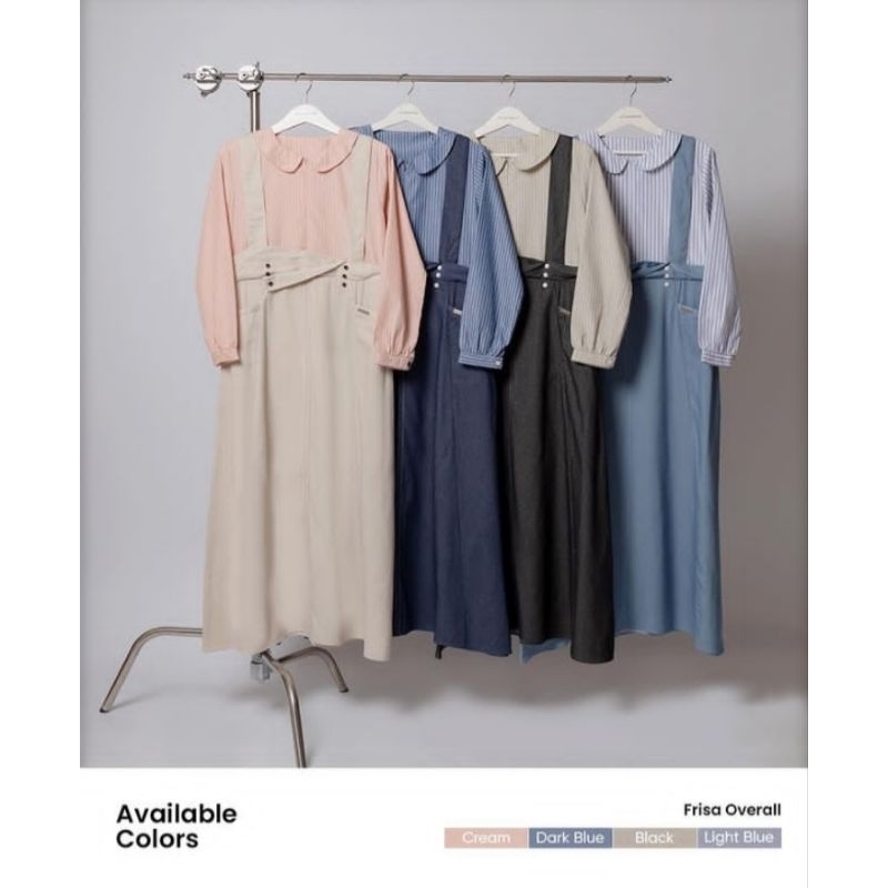 Jilbrave Frisa Overall 2 in 1 Gamis Dress Casual Wanita Mahasiswi Motif Garis(GAK ORI BISA DIKEMBALI