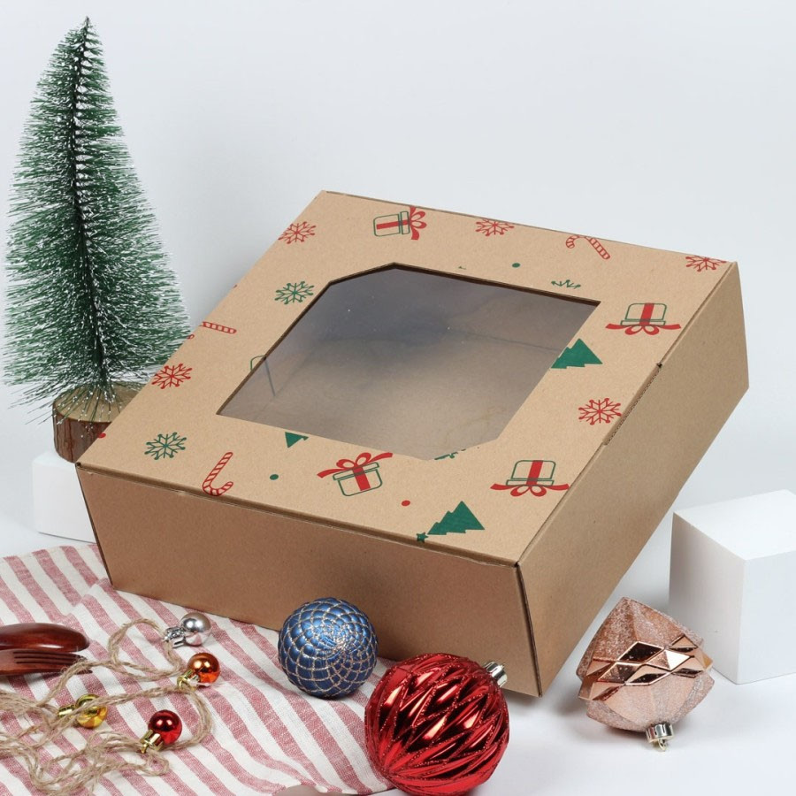 kotak kue box cake dus lapis legit fruitcake dus natal ukuran 30x30x10 dus special natal (10 Pcs)