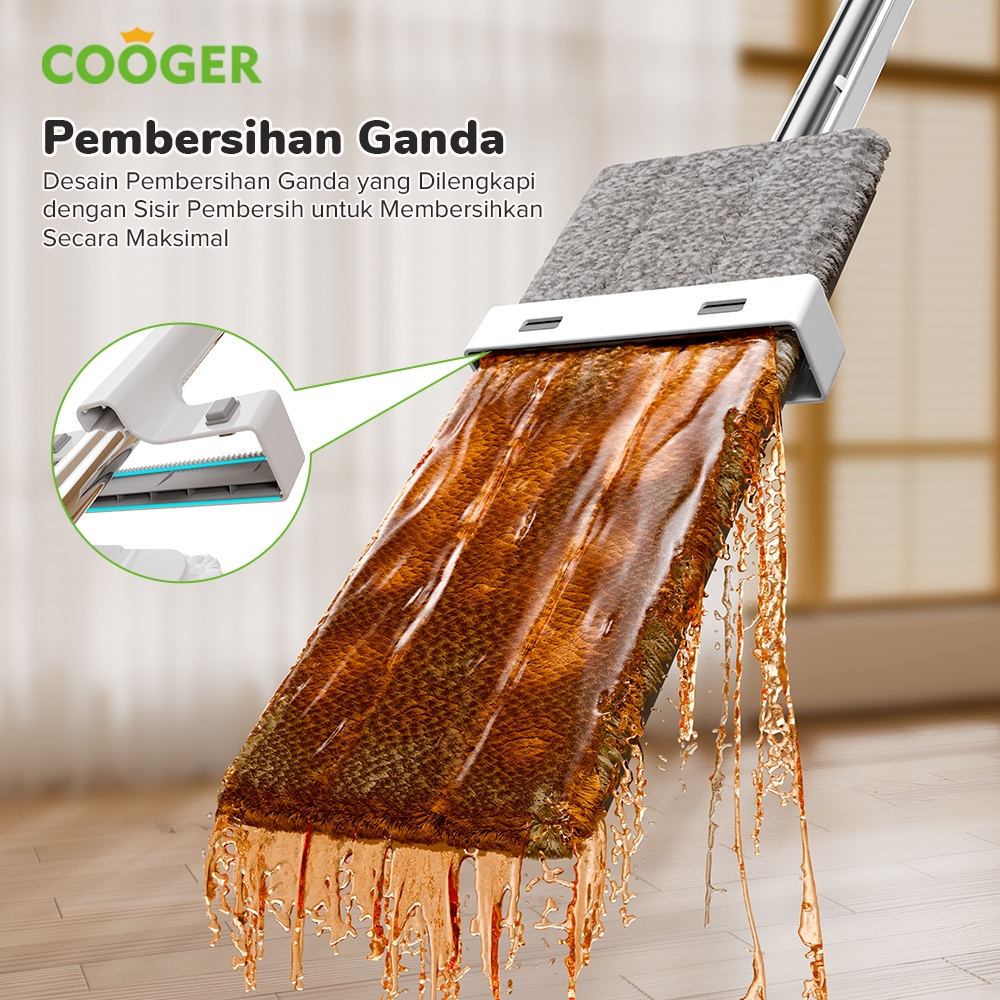 Discount COOGER Pel Lantai Semprot Dengan Tempat Sabun Automatic Water Spray Mop Alat Pel Lantai