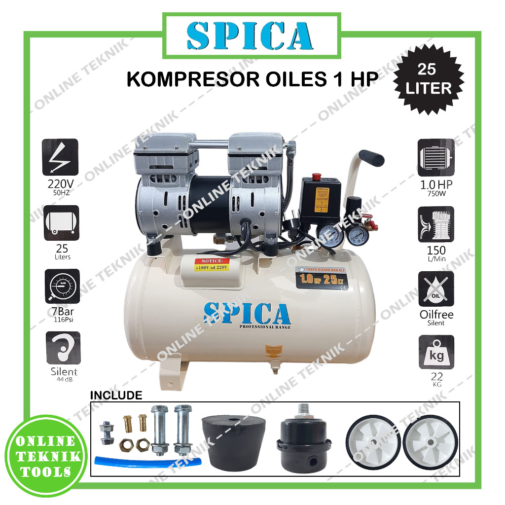 SPICA Kompresor Oiless 1HP 25 Liter 0.75HP 10 Liter / Kompresore Angin Listrik 25L 10L / Air Compres