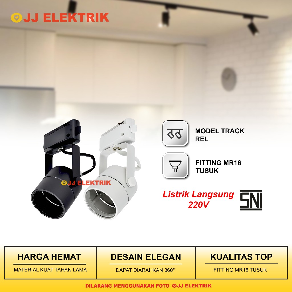 Kap Lampu Sorot / Kap Lampu Spotlight + Fitting MR16 Rel