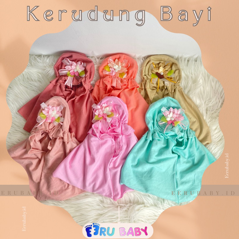 Kerudung Baby Flower 0-6 Bulan Eeru Baby A4