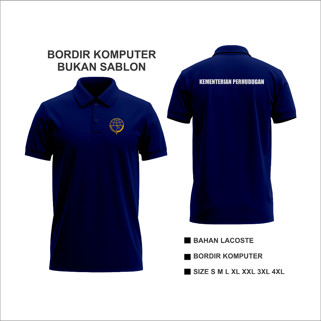 Baju Kemenhub Bordir Kaos Kemenhub Polo Kemenhub Bordir / Kemeja Kemenhub Bordir