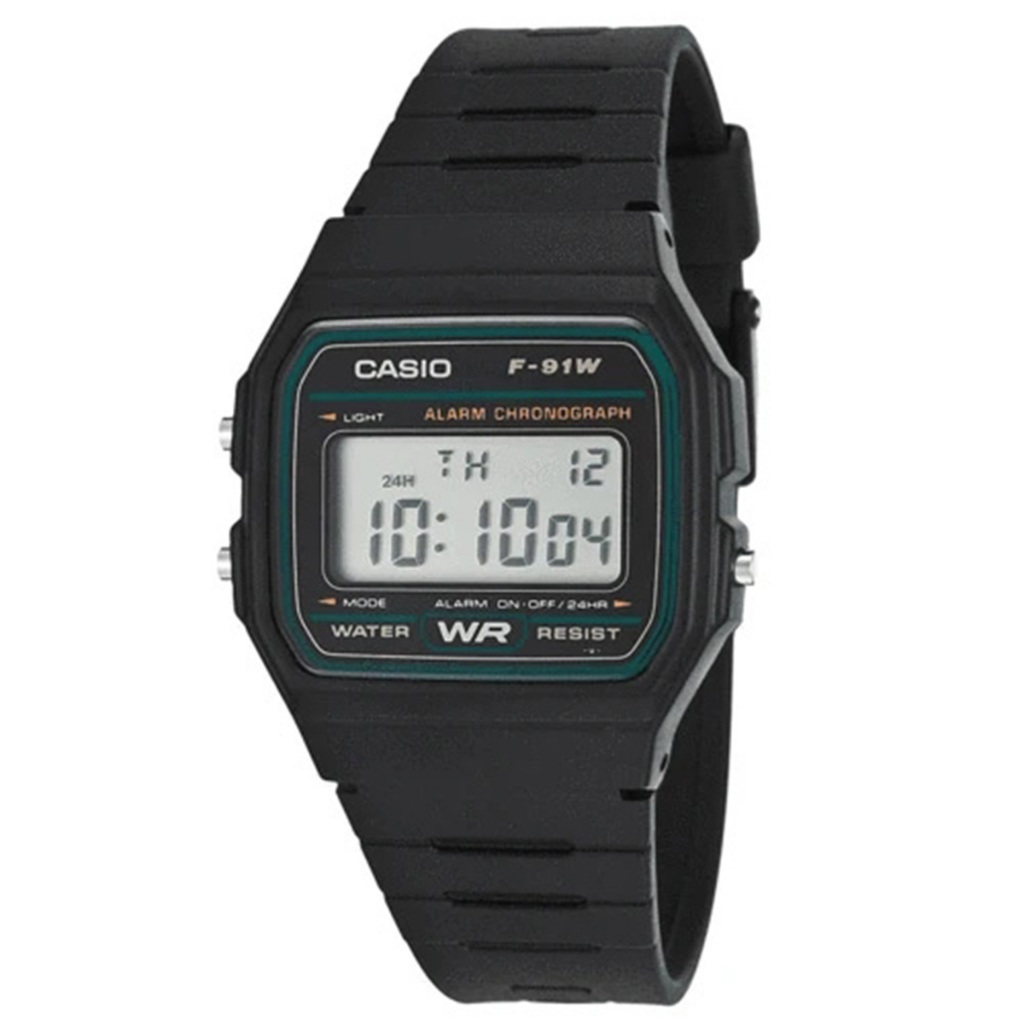 Jam Tangan Casio Digital Black Resin Strap 35.2mm Ladies F-91W-3DG