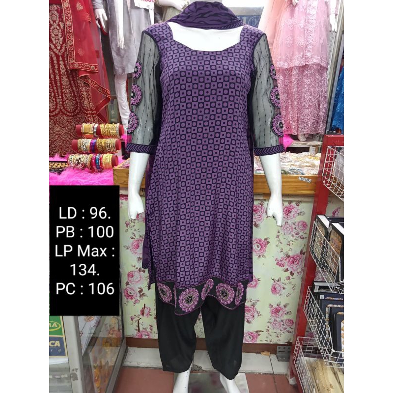 Kurti Set Punjabi Lengan Panjang Baju India wanita perempuan Lengkap Celana Selendang Tapasya Icha N