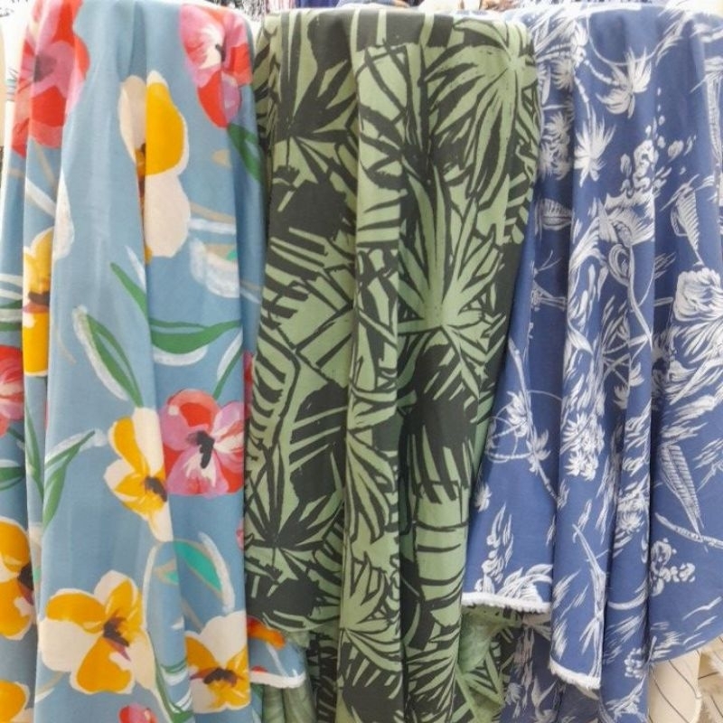 kain linen motif bunga/kain linen motif salur/kain linen motif kotak/harga persetengah meter 0.50met