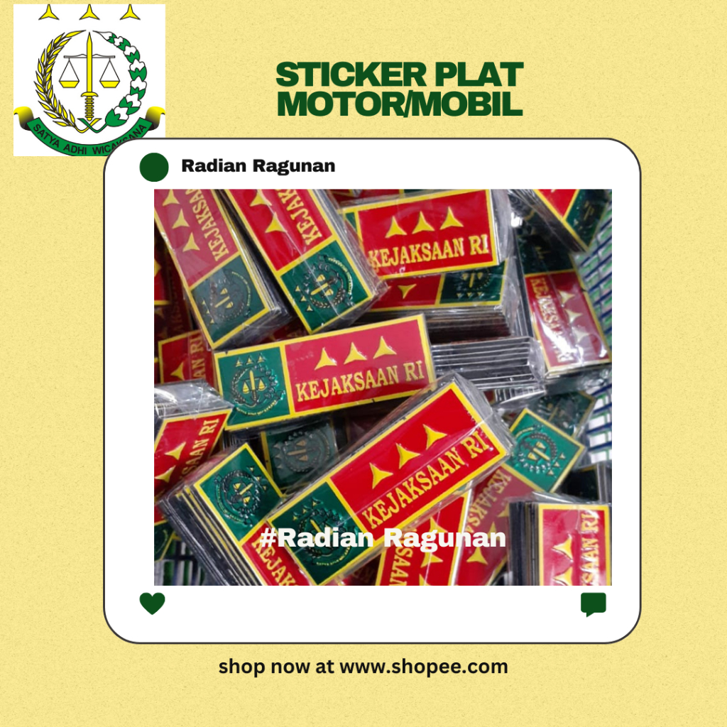 STIKER PLAT MOBIL/MOTOR | KEJAKSAAN RI