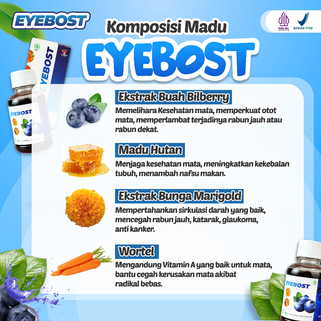 Apotik_Nugroho 3 Botol Madu Eyebost - Madu Vitamin Herbal Bantu Mengatasi Masalah Mata Minus Mata