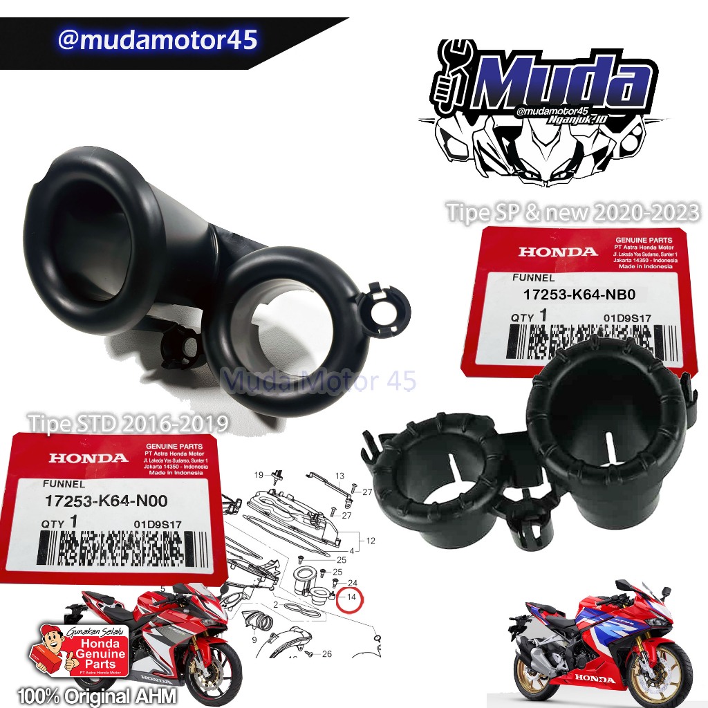 VELOCITY STACK CBR250RR 2017 K64A 2023 K64N 17253-K64-N00-NB0 VELO TB K64N SP QS CORONG LOBANG BOX F