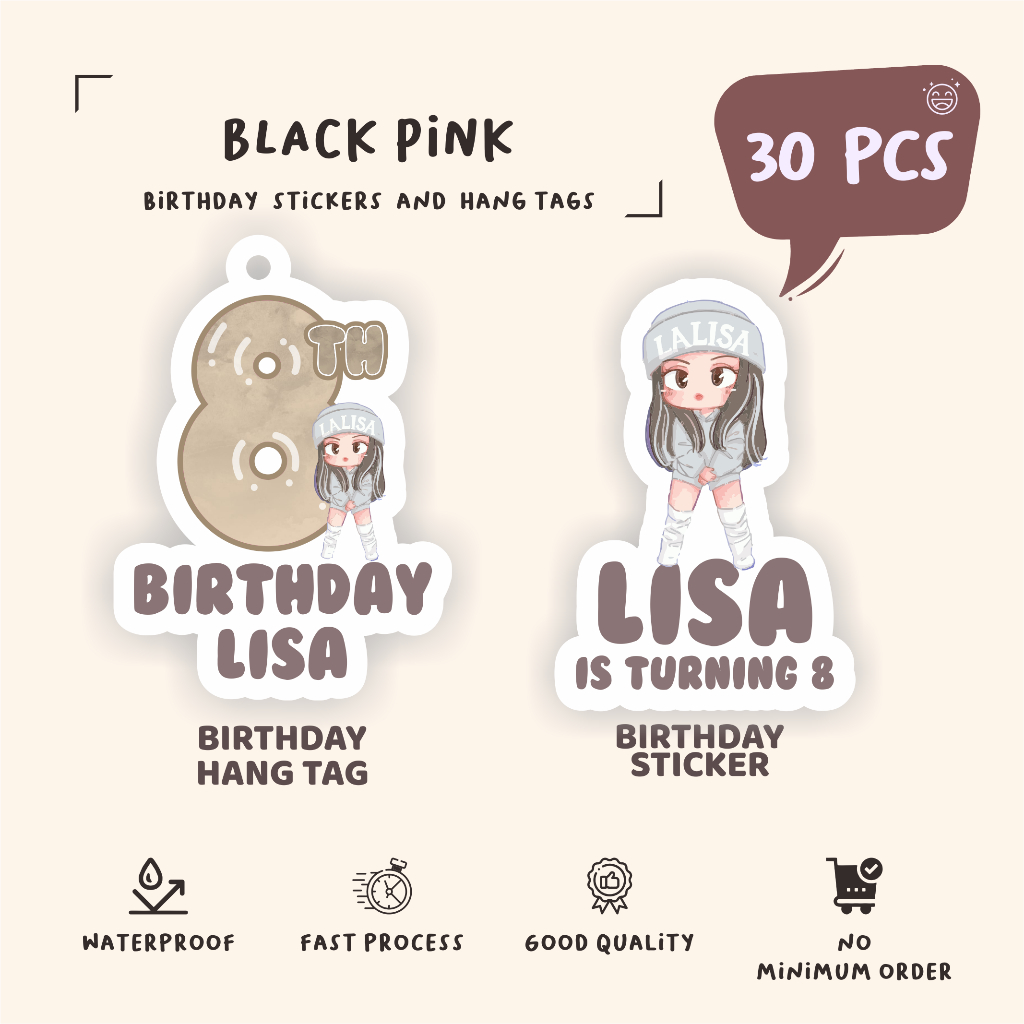 

(30pcs)label hang tag edisi BLACK PINK /lucu cetak hang tag ulang tahun/label stiker diecut/murah/label ulang tahun/suvemir ultah/stiker diecut/hangtag diecut
