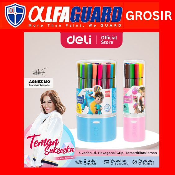 

Deli Felt Pen / Color Marker / Spidol Warna, 12 Warna Hexagonal Mudah Dicuci 7060-12