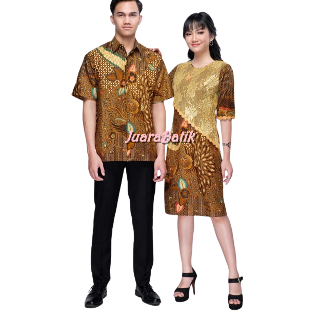 Set Couple Dress Gold Batik Set Seragam Dress Batik Gold Set Couple Dress Gold Set Couple Baju Jumbo