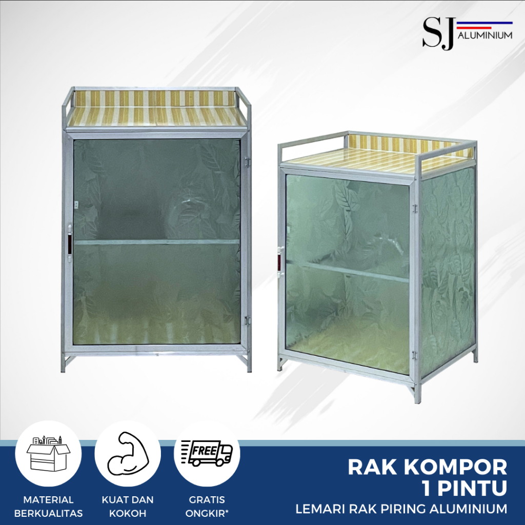 SJA - Rak Piring / Lemari Piring / Rak Dapur Kaca Aluminium - Kompor 1 Pintu