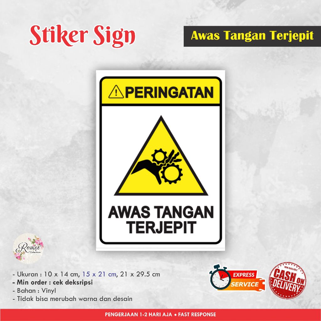 

STIKER SIGN AWAS TANGAN TERJEPIT VINYL / STIKER PERINGATAN / SIGN LABEL / WARNING SIGN