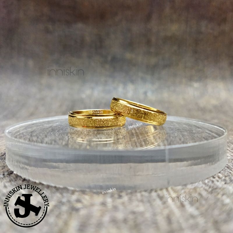 Cincin Emas Pasir Polos / Cincin Polos Emas Tekstur Pasir / Ring Cincin Couple Wanita