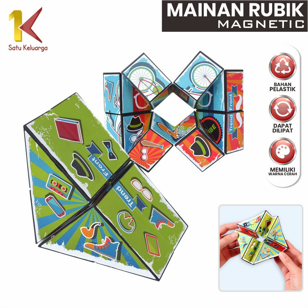 Satu Keluarga Mainan Edukasi Anak Rubik Geometri 3D Magnetic M343 Magic Rubik 3D Motif Hand Flip Puz