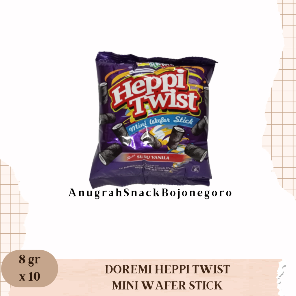 

Doremi Heppi Twist Mini Wafer Stick Renceng 8gr x 10