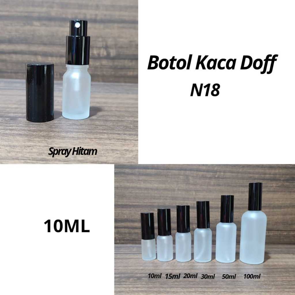 Botol Kaca Doff N18 Botol skincare Botol Tutup Pump Hitam Botol 10ml