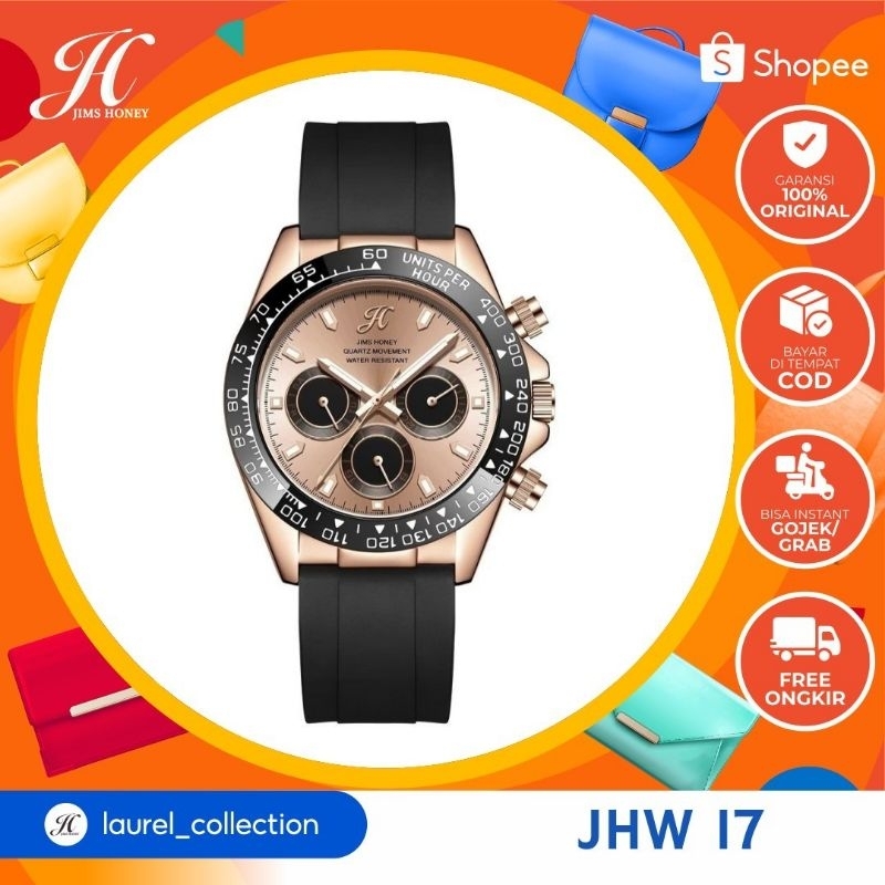 JIMS HONEY JHW 17 JAM TANGAN PRIA ANALOG ANTI AIR (FREE BOX KAYU EXCLUSIVE)