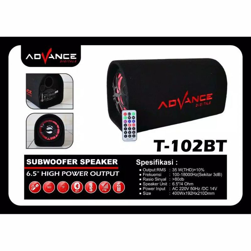 Speaker Advance Bluetooth T-102BT 6,5" Subwoofer Speaker T102BT