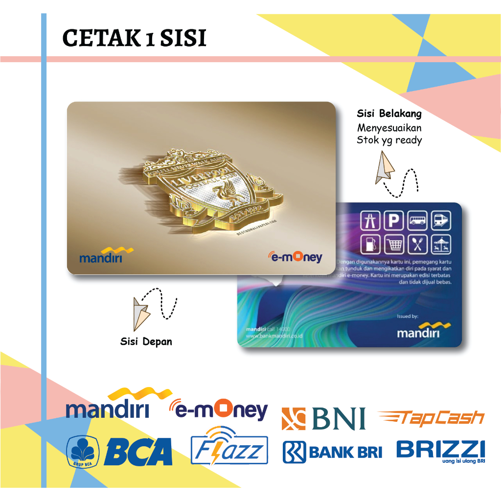 KARTU E MONEY ETOLL KLUB BOLA LIVERPOOL FC GOLD MANDIRI FLAZZ BCA BNI TAPCASH BRIZZI BRI - 1 SISI