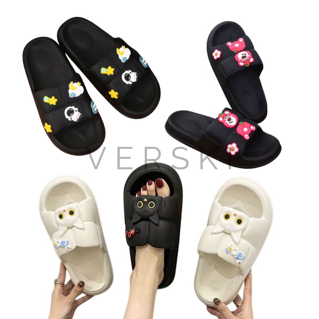 VERSKI Celestia Sandal Wanita Sendal Slop Wanita Slipper Rumah Sandal Slip-On Sendal Rumah Sandal Ru