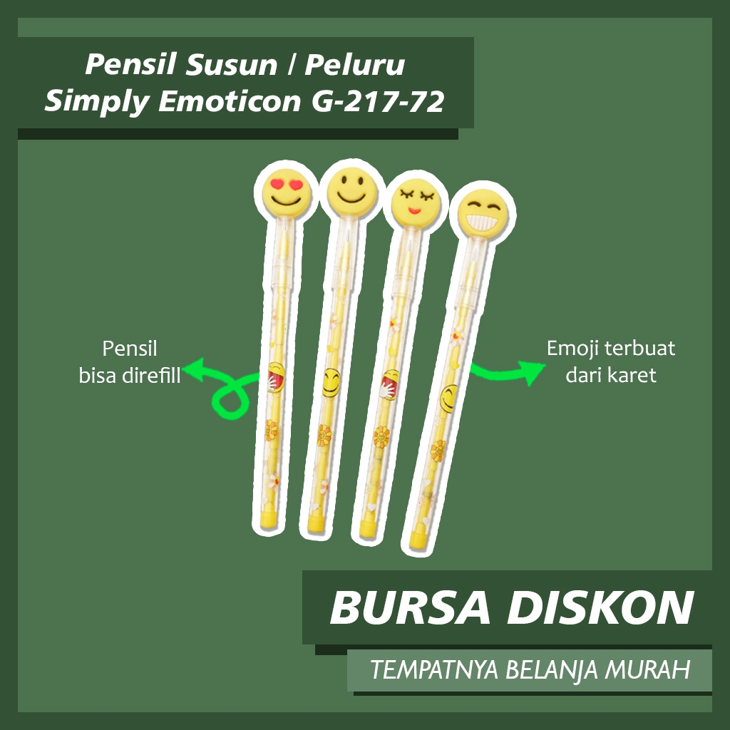 

Pensil Susun Emoticon Simply G-217-72 emoji Peluru Lantu Susun Bensia Refill Isi benzia pensil refil pensil reffil