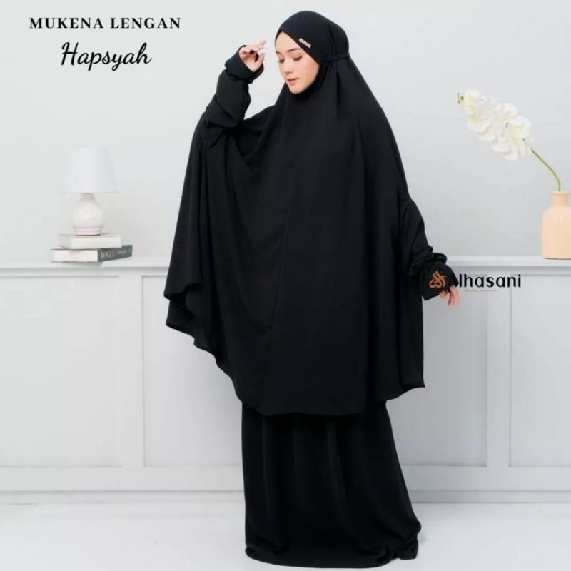 Mukena Crinkle lengan penutup dagu mukena HAPSYAH dewasa Jumbo