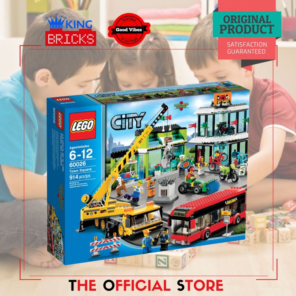 LEGO Original CITY 60026 Town Square - Mainan Anak Edukasi Restoran Kota Mobil Bus Motor Sepeda