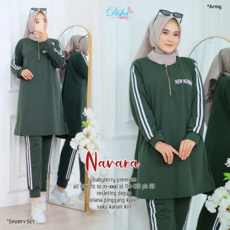 Navara set by disha / set olahraga muslimah  / sporty set hoddie / set olahraga tunik