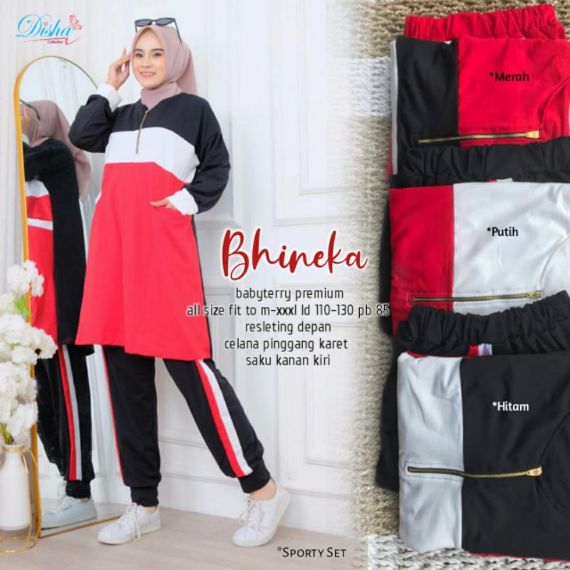 Bhineka sporty by disha / sporty set wanita / set olahraga muslim / set olahraga tunik