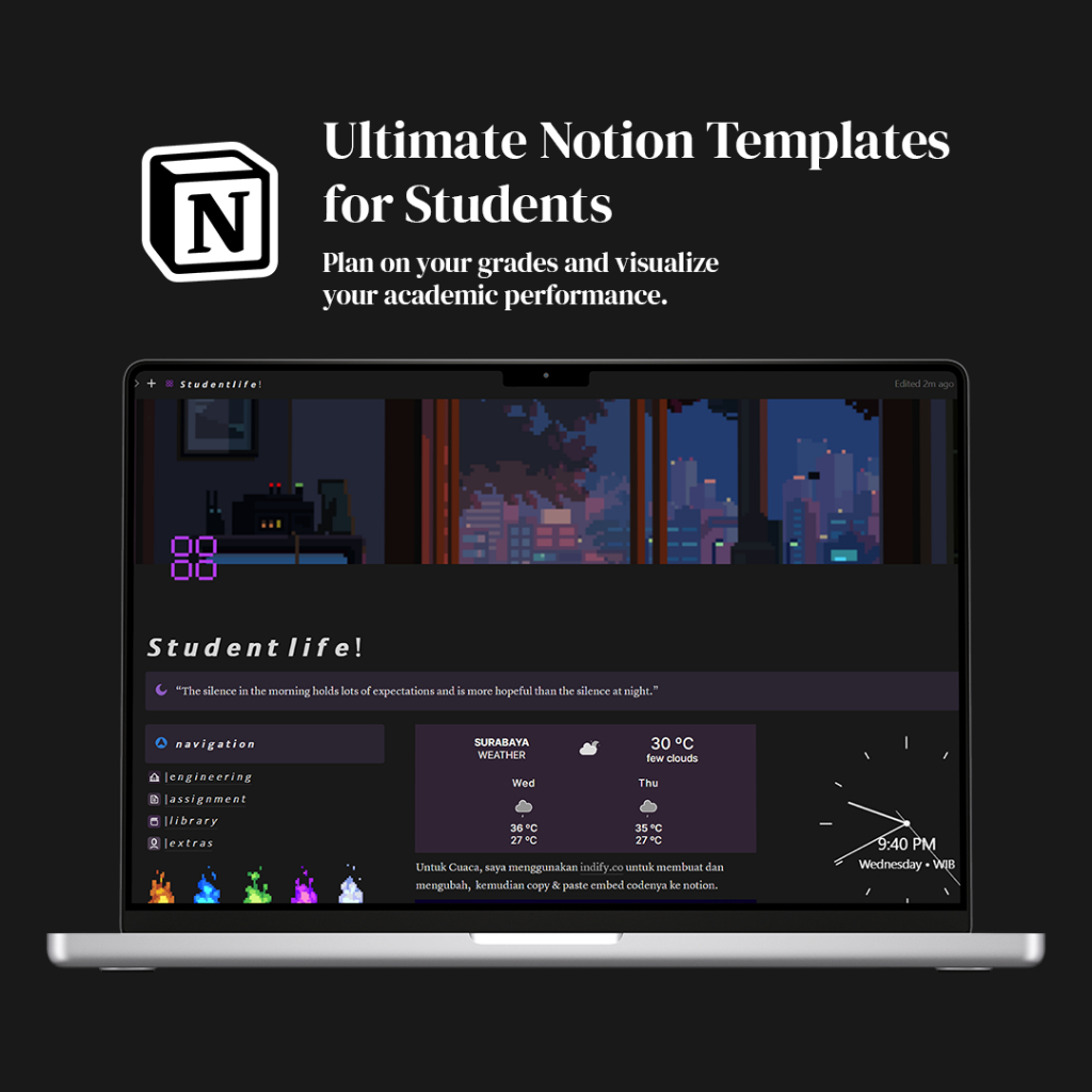 Ultimate Notion Templates for Students | Notion Template Digital Planner