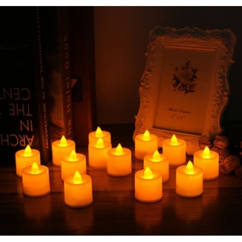 Lilin elektrik warna natural orange kuning putih lilin led