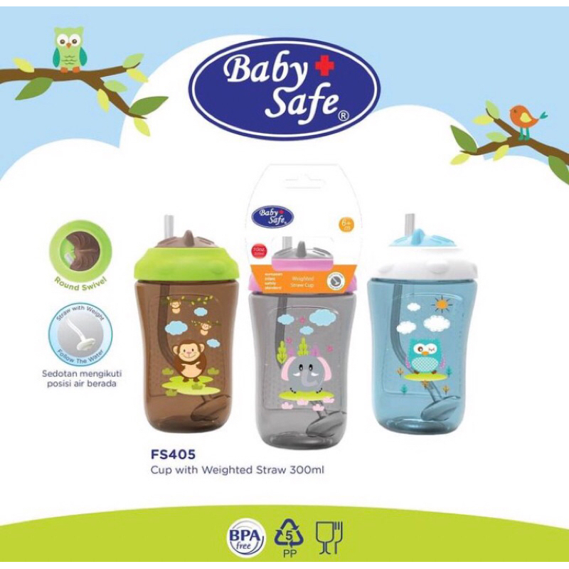 Baby Safe Weighted Straw Cup Botol Minum Sedotan Bayi dan Anak Anti Sedak BPA Free 300 ML 6 Bulan Ke