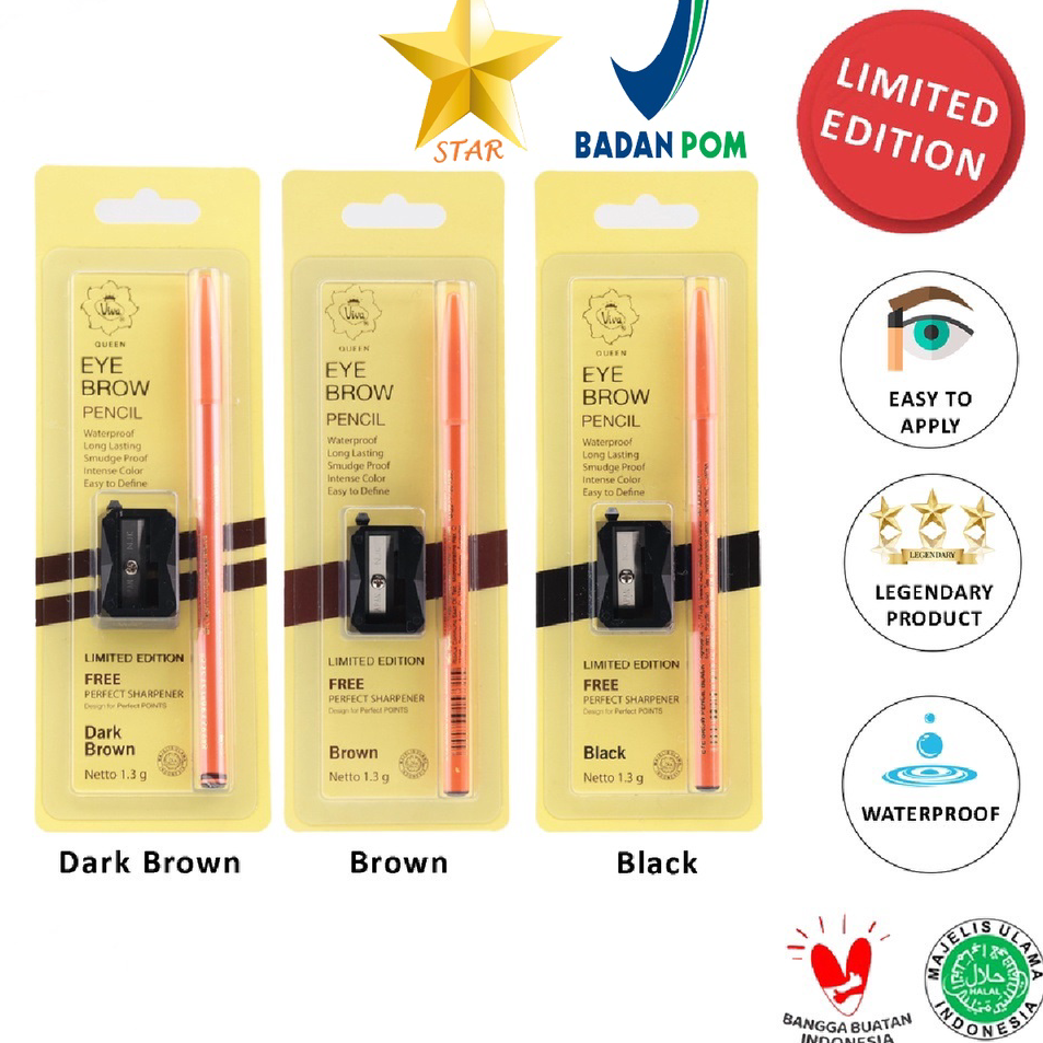 Grosir ORIGINAL Pensil Alis Viva Eye Brow Pencil Brown Black Hitam Coklat Bayar Di Tempat