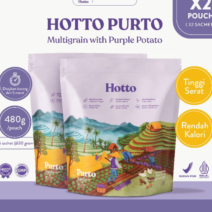 

Big Sale BUNDLING 2 POUCH !! Hotto Purto Multigrain with Purple Potato (32 Sachet)