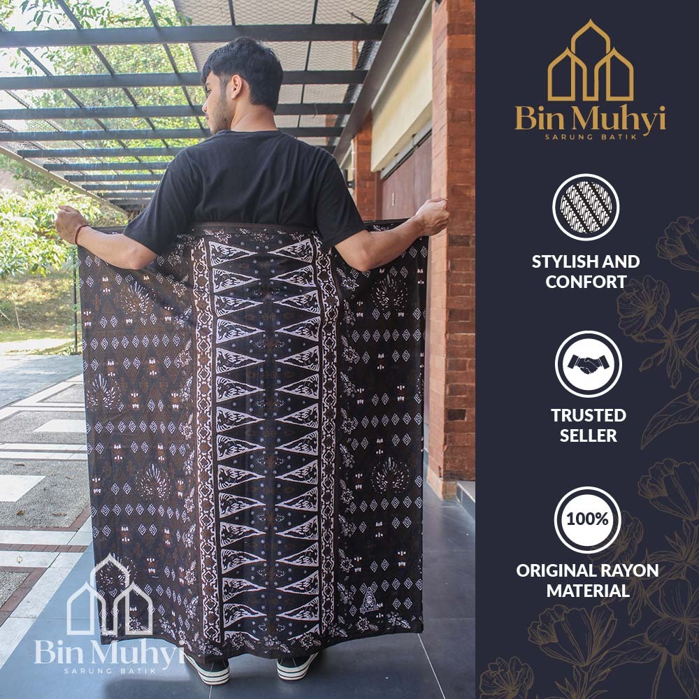 Sarung Batik Sarwon Hitam | Sarung Batik Motif Palekat | Sarung Batik Pria Dewasa Bahan Adem Tebal