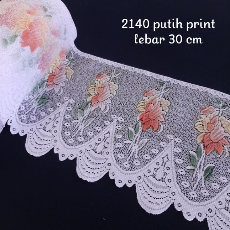 Poni vitrage 1515 print/ VITRAGE/ TIRAI/ PONI TIRAI/ PINGGIRAN MEJA PRASMANAN bahan renda poliester 