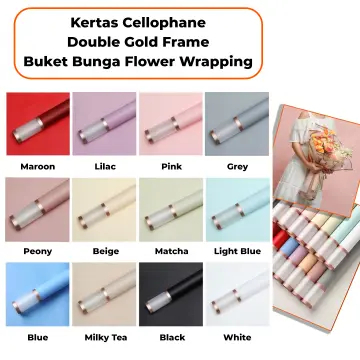 

Cellophane Paper Flower Wrapping Kertas Bouquet Buket Bunga Double List Gold