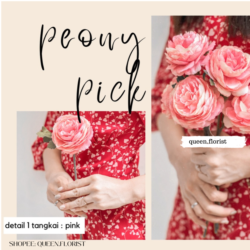 Peony pick Artificial Flower buket Home Wedding Table Decoration Bunga Palsu Buatan plastik peonies 