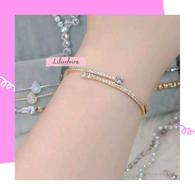 gelang titanium asli berlapis emas k-gold