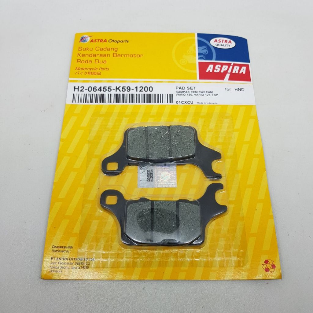 Kampas Rem Depan Cakram Vario 150 Vario 125 ESP Aspira (K59)
