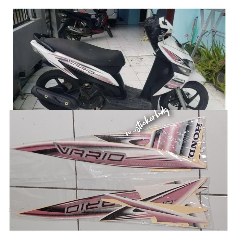Striping Stiker Lis Bodi Honda Vario 110 CW 2008 Putih Pink